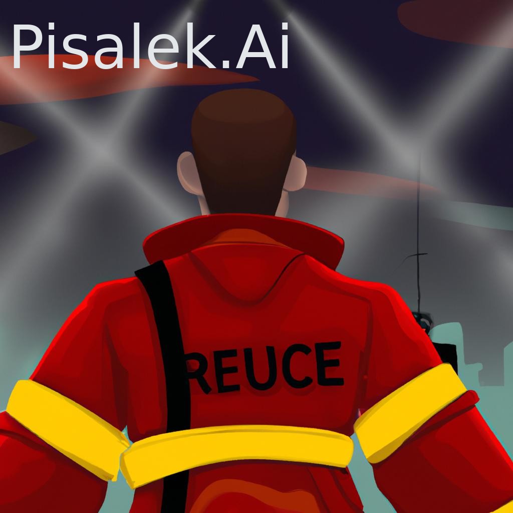 #realistic #rescue man #night #backview #warning lights in background