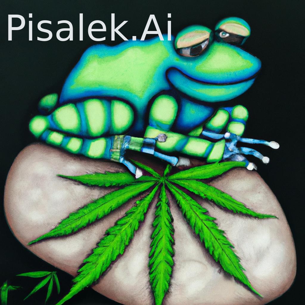 #stoned frog #sitting on cannabis leaf #green #painting
